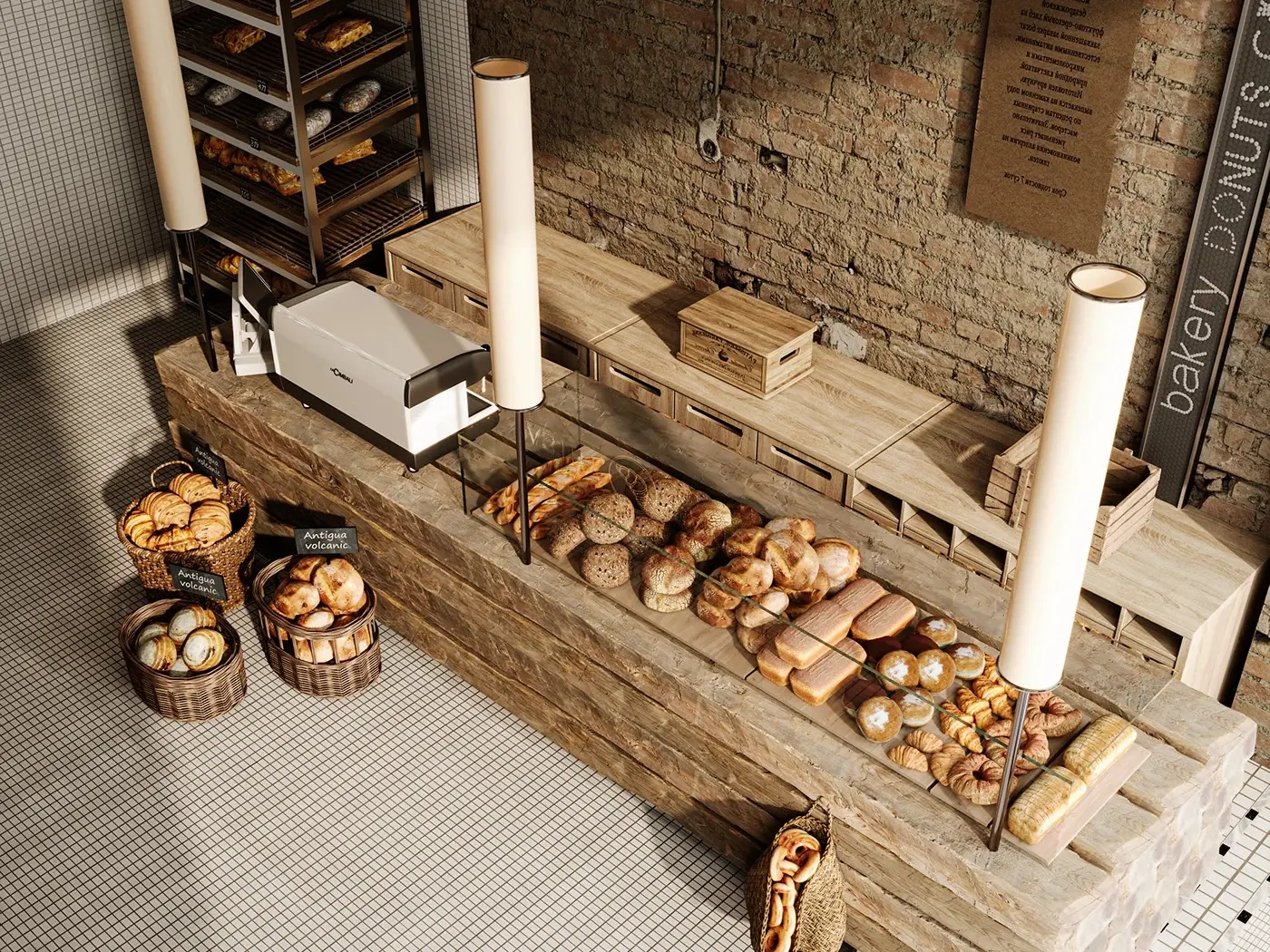 Warm Wood Coffee Bar Bakery Cafe visual concept