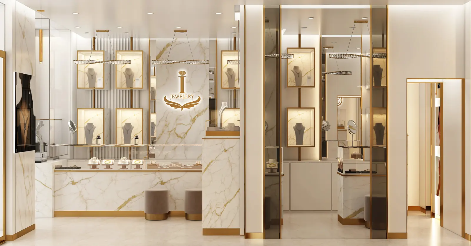 Modern Gemstone Retail Space visual concept