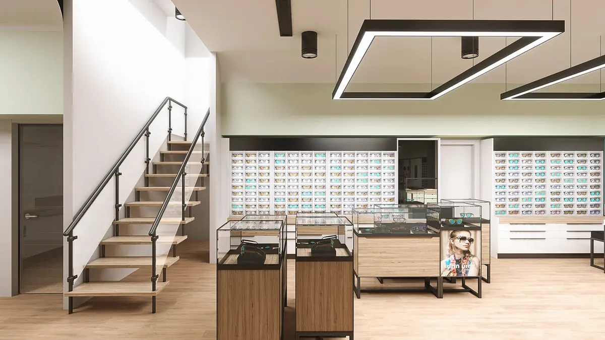 Modern duplex optical flagship store concept