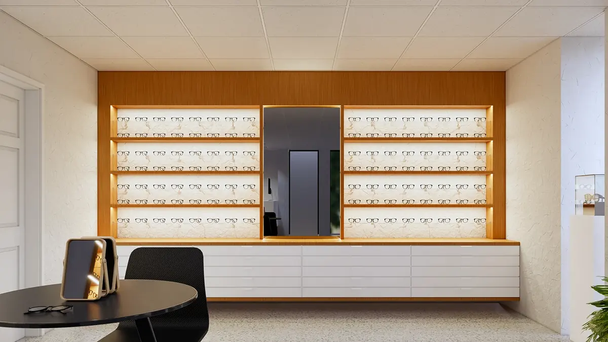 Warm modern optical consultation store concept