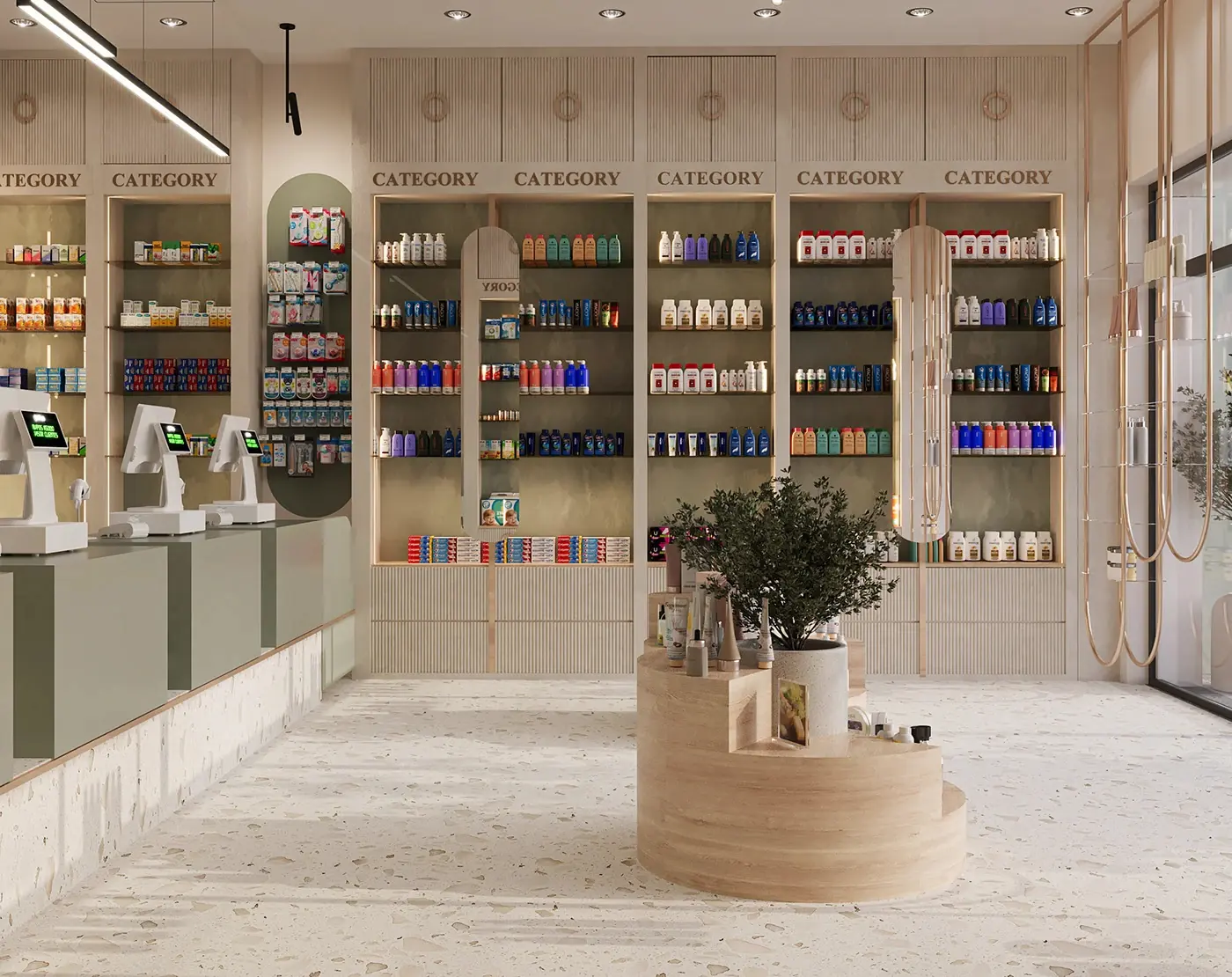 Modern Drugstore Retail Layout visual concept
