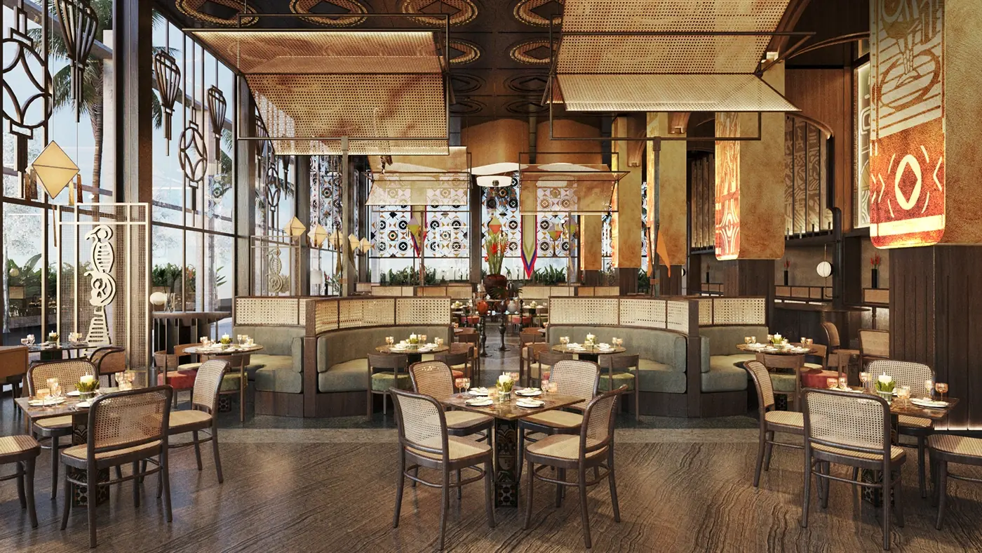 Boutique Hotel Dining Area visual concept